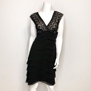 NWT SCARLETT NITE Black Lace/Ruffle Cocktail Dress